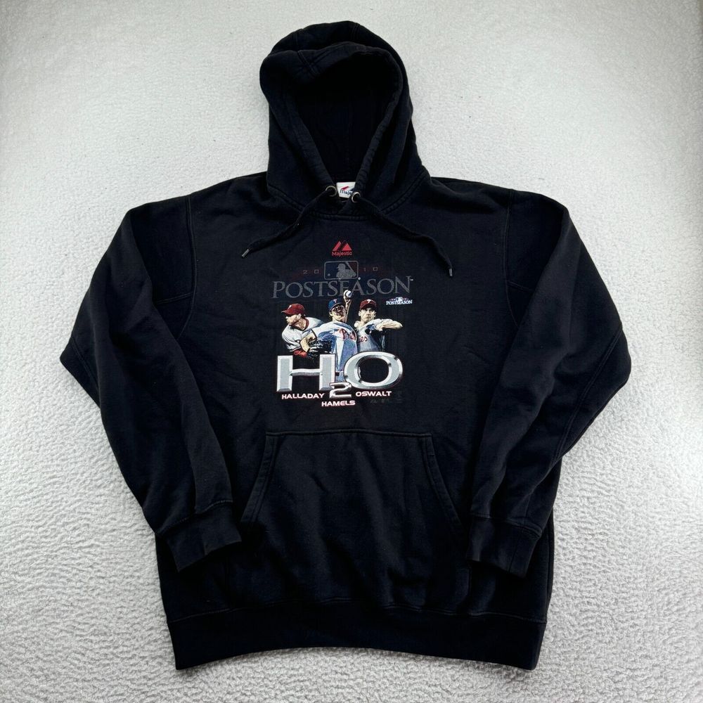Majestic Philadelphia Phillies‎ 2010 Postseason H20 Hoodie Mens Medium Black MLB